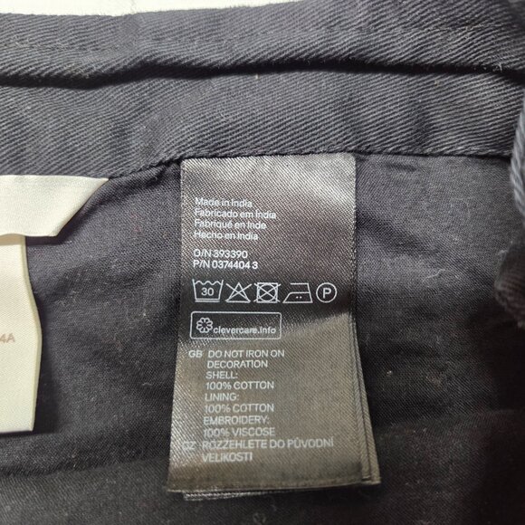 H&M Size 4 Black Teal Gold Beaded Embroidered Raw Tassel Hem Zip Mini Skirt - Picture 8 of 9